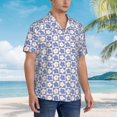 thumbnail image 5 of Daiia Plaid Flowers Hawaiian Shirt for Men Gentle Cotton Regular Short Sleeve Casual-Medium, 5 of 9
