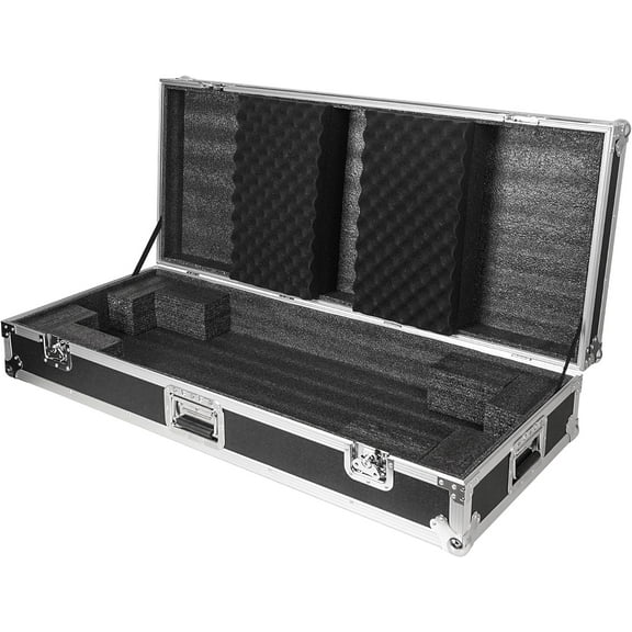 Sound Town Plywood 61-Note Keyboard ATA Flight Case, with Recessed Wheels, Handles and Latches, High-density Foam Interior (STRC-KB61W)