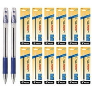 Pilot EasyTouch Ballpoint Stick Pens, Medium Point Blue Ink 2 Pens & 24 Refills