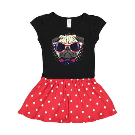 

Inktastic Pug Dog July 4th Patriotic Sunglasses Gift Toddler Girl Dress