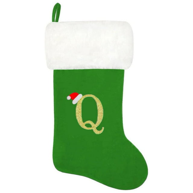 SUTENGDA 20 Inches Monogram Christmas Stockings Red Velvet with White Super Soft Plush Cuff Embroidered Xmas Stockings Classic Personalized Stocking Decorations for Family Holiday Season