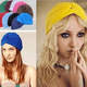 thumbnail image 4 of Lurrose - 10 unidades de turbante cruzado elástico, gorro Bennie plisado para quimioterapia, pañuelo para la cabeza, torcido, elástico para mujeres y niñas (color aleatorio), 4 of 5