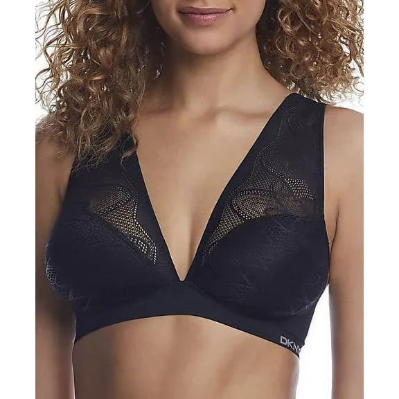 DKNY Black Lace Comfort Wireless Bra, US Large, NWOT