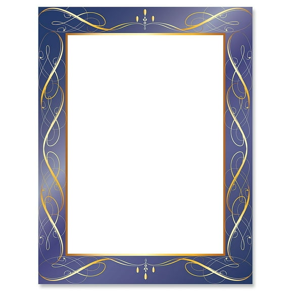 Current Navy Spirals Letter Papers - 25 Sheets, One-Sided Framed Letter Paper, 8.5" x 11"