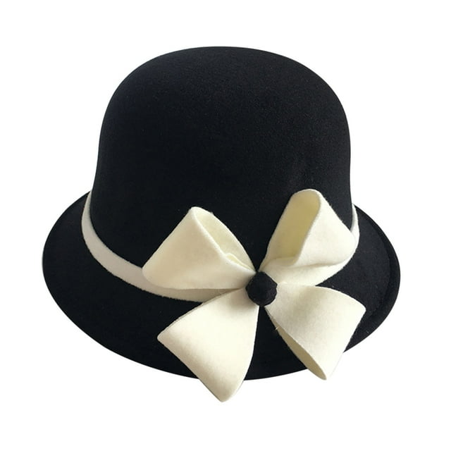 Chapeau Melon Petit pour Femme, Automne et Hiver, Nœud, Bout Rond, Décontracté, Style Bassin de Pêcheur