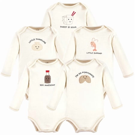 Touched by Nature Organic Cotton Long-Sleeve Bodysuits, Fortune Cookie, Newborn