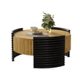 thumbnail image 4 of GZXS Modern Farmhouse Striped Round Coffee Table with Hidden Storage, 31.5" Flip-Top Circle Center Table for Living Room, Small Spaces, Dark Brown+Wood, 4 of 9
