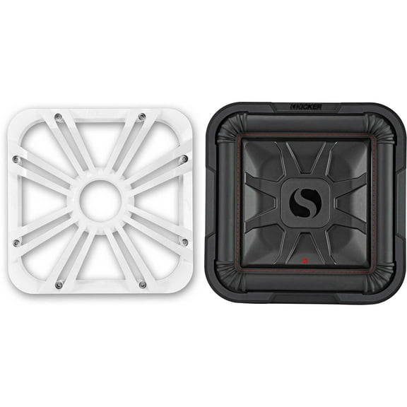 Kicker 46L7T122 L7T L7-Thin 12-Inch (30cm) Subwoofer, Dual Voice Coil, 2-Ohm, 600 Watt w/ White LED Grill Bundle