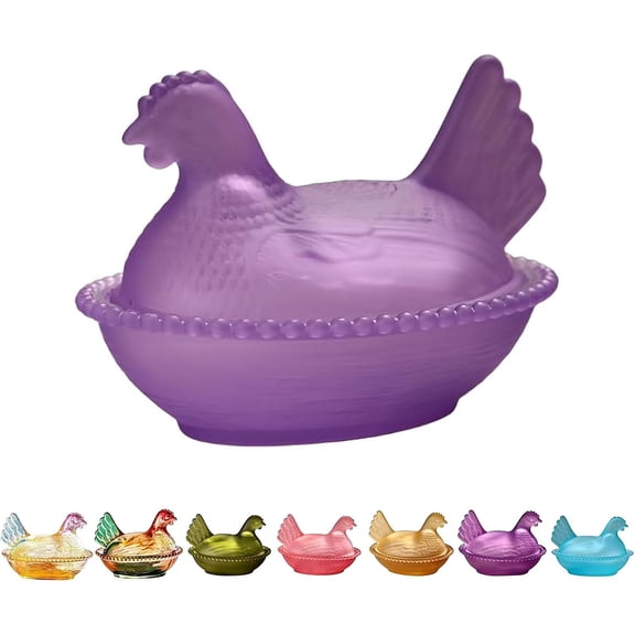 Vintage Glass Hen on Nest Candy Dish with Lid, Chicken-Shaped Crystal Glass Jar for Snacks, Dessert, Cookies, Home Kitchen Tabletop Decor