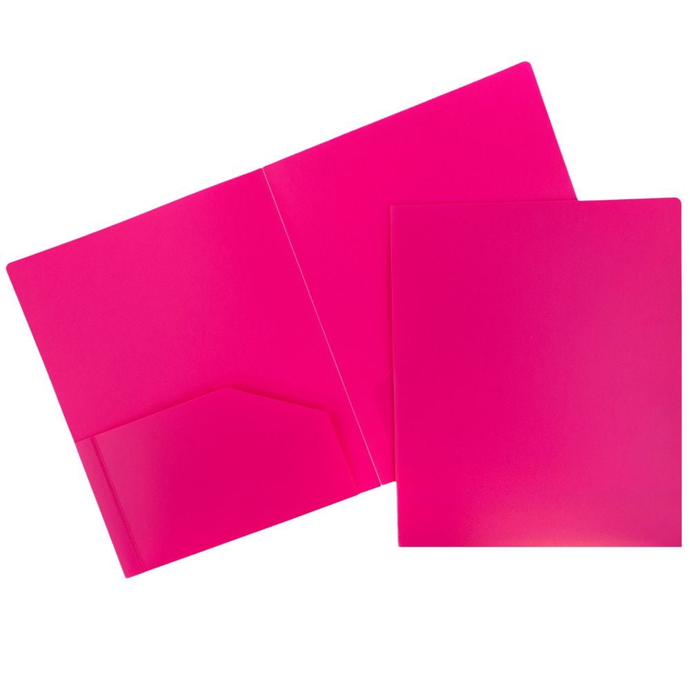 JAM Paper Plastic Heavy Duty 2 Pocket Folders, Assorted Fashion Colors, 12 Pack