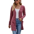 thumbnail image 1 of Diconna Women Fashion V-Neck Cardigan Solid Color Rib Long Sleeve Sweater Button-Down Fall Casual Soft Knit Coat, 1 of 9