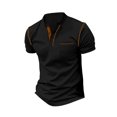 thumbnail image 3 of Vivianyo HD Men's Short Sleeve Henley Shirt Men's Pullover Stand Collar Button Pocket Short Sleeve Top Sports Stand Collar Top/Shirt, 3 of 5