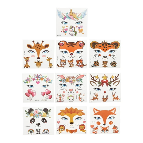 Unique Bargains Christmas 10 Pcs Realistic Temporary Tatto Animal Fake Tattoos Yellow Pink