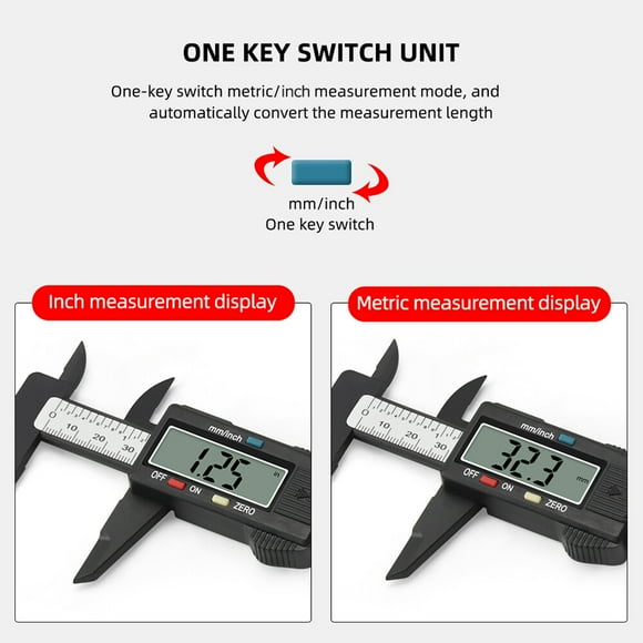 Vernier Caliper,Tool 0-6 Inch/ 150mm Vernier Caliper Carbon Fiber Precision Caliper Lcd Display Slide Caliper Lcd Caliper Carbon Fiber Precision Slide Caliper Fiber Precision Slide Dsfen Xibany Buzhi
