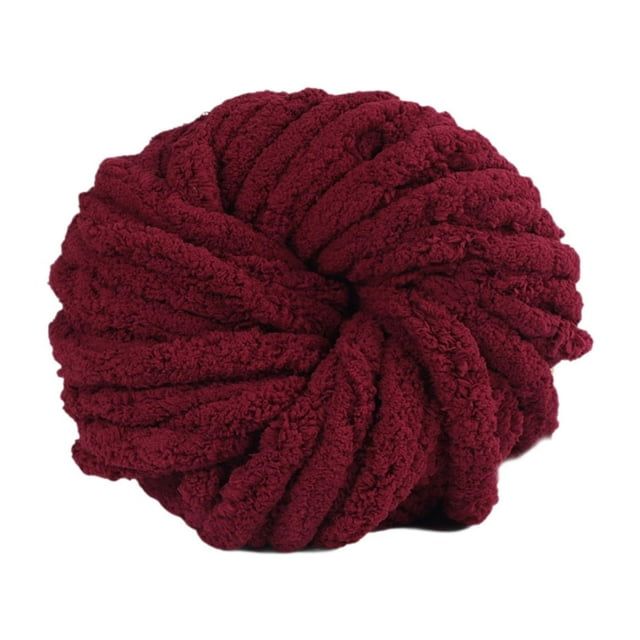 Hilo de lana gruesa de 2 cm de grosor, hilo para tejer a mano, hilo voluminoso para bufandas y suéteres. Rojo intenso