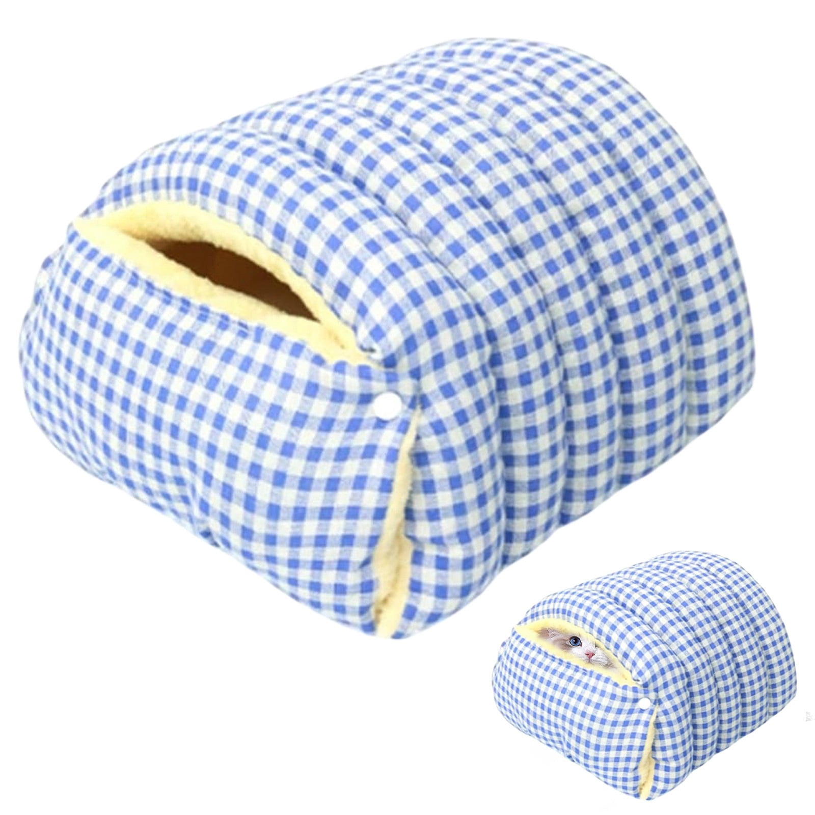 Qyaukm Winter Warm Cat Bed, Removable Washable Covered Enclosed Cat House with Anti-Slip Base, Cozy Igloo Style Pet Bed for Indoor Cats and Small Dogs