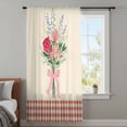 thumbnail image 3 of Pastoral Flowers Sheer Curtains 84 Inches Long, Spring Red Pink Leaves Farmhouse Plaid Light Filering Curtains, Breathable Simi Curtain Privacy Drapes for Living Room Bedroom Window Treatment, 3 of 9