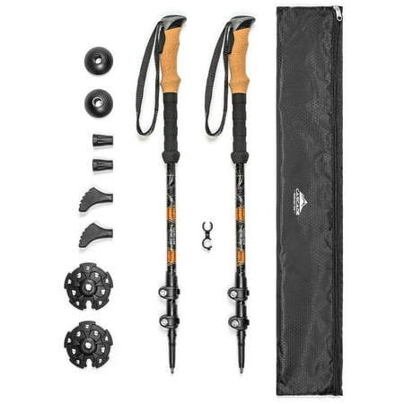- Cascade Mountain Tech Aluminum Quick Lock Trekking Poles - Collapsible Walking or Hiking Stick Cork Grip