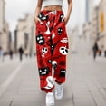 thumbnail image 2 of Halloween Sweatpants Women Cute Funny Pumpkin Ghost Graphic Print Joggers Drawstring Casual Tapered Pants with Pockets Z004-Red M, 2 of 4