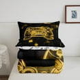 thumbnail image 5 of Video Game Comforter Sets Queen Gaming Comforter Gamer Room Decor Teen Men Yellow Black Geometric Gampad Bedding Set Neon Glowing Grids Gaming Quilt Duvet Reversible, 5 of 7