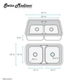thumbnail image 4 of Toulouse 32 x 19 Low Divide Stainless Steel, Dual Basin, Under-Mount Kitchen Sink, 4 of 11