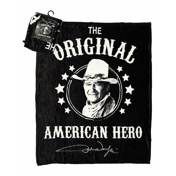 John Wayne Black & White American Hero Throw Blanket, 50" x 60"