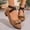 Brown, variant on BLTIBY Women's Fashion Low Heel Shoes Adorned with Rhinestone Bow Details Strap Beige 36