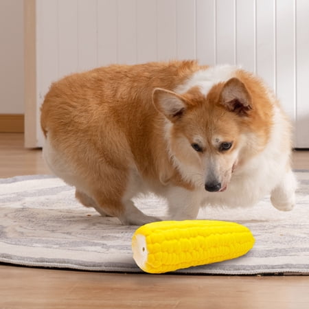Goowood Corn Dog Toy Interactive Squeaky Puppy Teething Toys for Aggressive Chewers Yellow Durable Corn Shape Engaging Fun for Small and Large Dogs