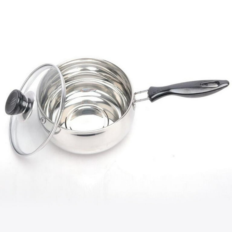 1pc Stainless Steel Soup Pot With Lid, 18cm Silver Small Milk Pot, For  Kitchen