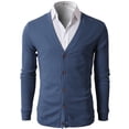 thumbnail image 2 of H2H Mens Casual Slim Fit Cardigans V-Neck Basic Designed Long Sleeve Button Down DARKBLUE US 2XL/ASIA 3XL (CMOCAL012), 2 of 5