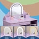 thumbnail image 4 of Adorable niños vanity con lighted mirror - 2-in-1 vanity mesa y stool set little girls - niños makeup station con cajón y abiertos estantes, designed para 3-9 yrs old girls - vibrant purple, 4 of 7