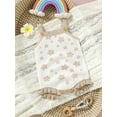 thumbnail image 4 of One opening Baby Girls Spring Summer Knit Sling Romper Sleeveless Ruffle Trim Floral Playsuit, 4 of 9