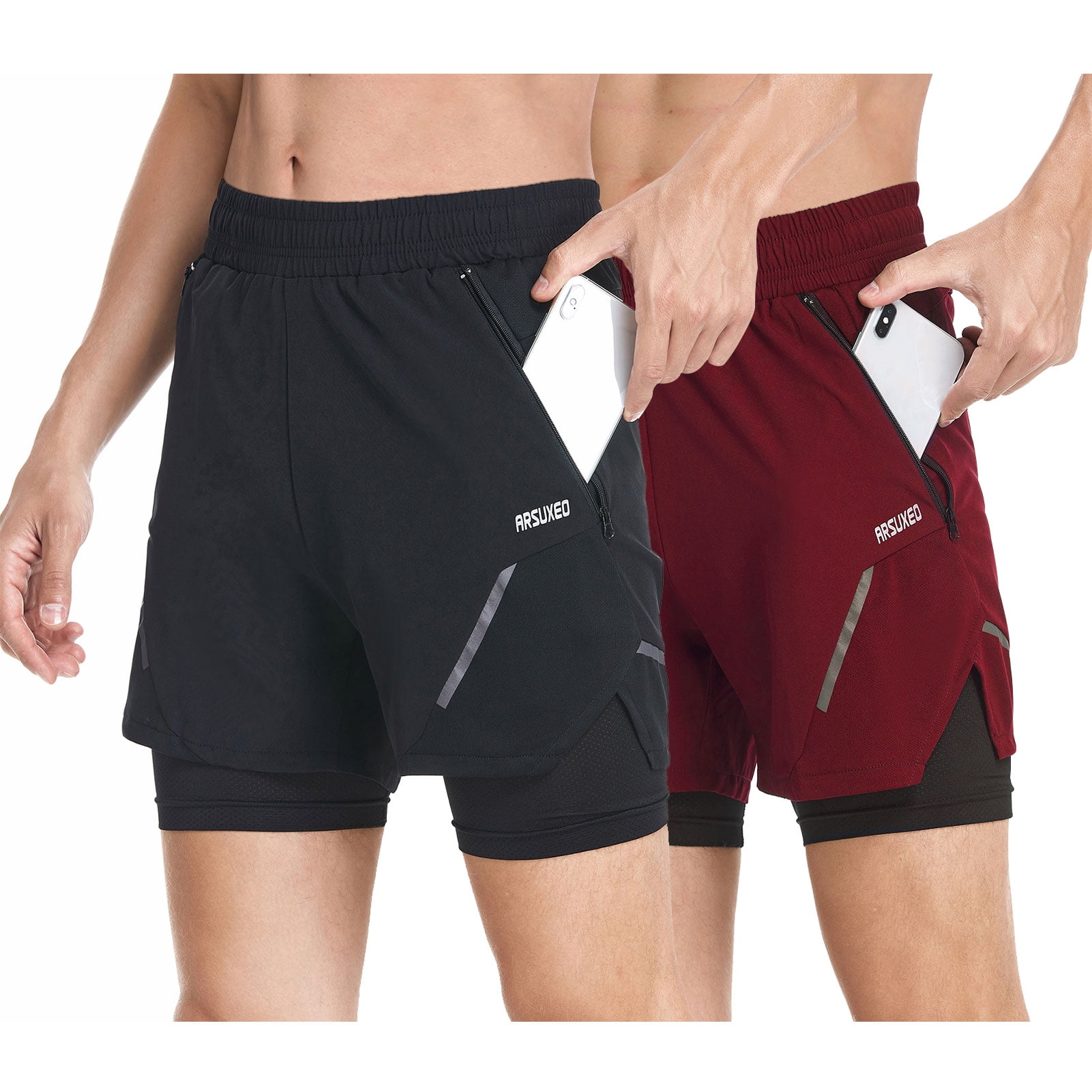 Poche Telephone Running Short De Course Homme 2 En 1 - Respirant Avec Poche Téléphone Running Decathlon