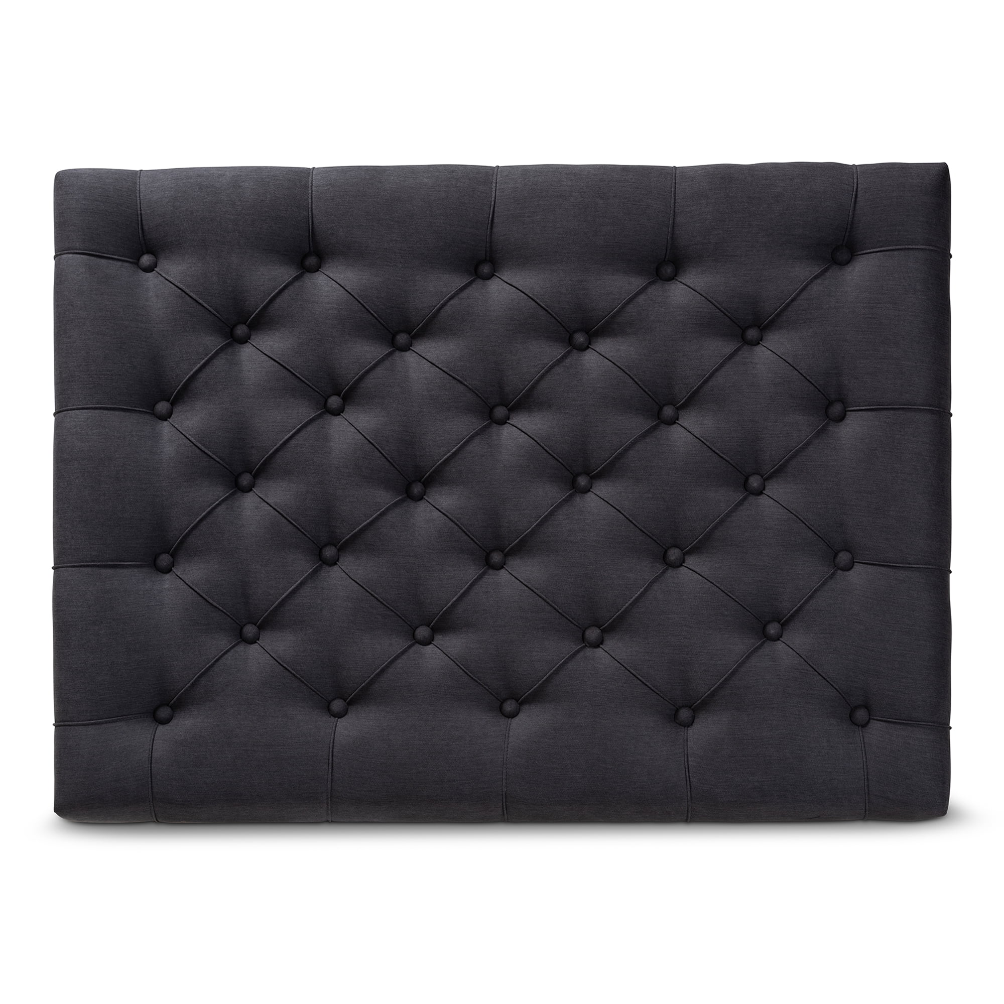 Baxton Studio Lindsey Modern and Rustic Charcoal Linen Fabric Upholstered and Greywashed Wood Cocktail Ottoman