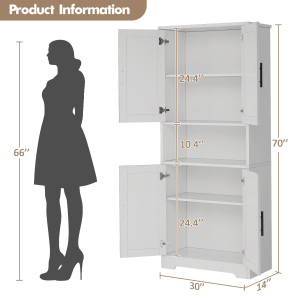 Pantry Cabinet,70" Tall Kitchen Pantry Cabinet with Doors and Adjustable Shelves, Freestanding Cupboard, Tall Storage Cabinet for Bathroom, Dining Room, Living Room