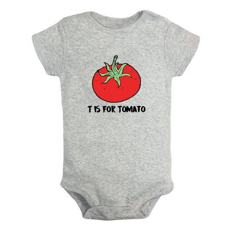 

iDzn T is For Tomato Funny Rompers For Babies Newborn Baby Unisex Bodysuits Infant Jumpsuits Toddler 0-12 Months Kids One-Piece Oufits (Gray 6-12 Months)