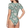 thumbnail image 4 of Daiia Hand Drawn Chickens print Women's Crew Neck Short Sleeve Bodysuit Fashion Tops Fit Casual Basic Extender Bodysuit-Small, 4 of 9