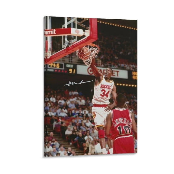 Hakeem Olajuwon Canvas Poster Wall Art Poster Scroll Canvas Painting Picture Living Room Decor Home 12x18inch(30x45cm)