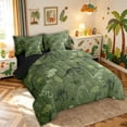 thumbnail image 2 of meiyoeat Green Skeleton Dinosaur Full Size Bedding Sets for Boys, Camouflage Bone Full Size Bed in a Bag, Olive, Black Reversible, 7pcs, 2 of 5
