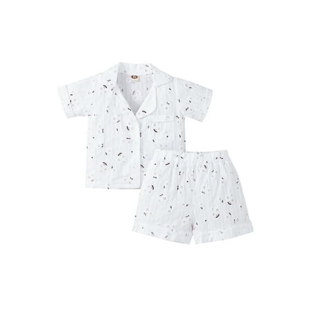 

VISgogo Toddler Kids Girls Casual Suit Short Sleeve Embroidery Flower Pattern Tops+Loose Short Pants