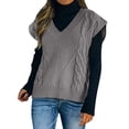 thumbnail image 1 of Gibobby Casual Suéter para Mujer, Chaleco tipo suéter para mujer, casual, sin mangas, cuello en V, abotonado, algodón(Gris,XG), 1 of 4