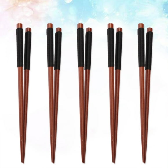 UPGRATOR 5Pairs Box Cooking Chopsticks Set Eco Friendly Wooden For Chinese And Japanese Cuisine