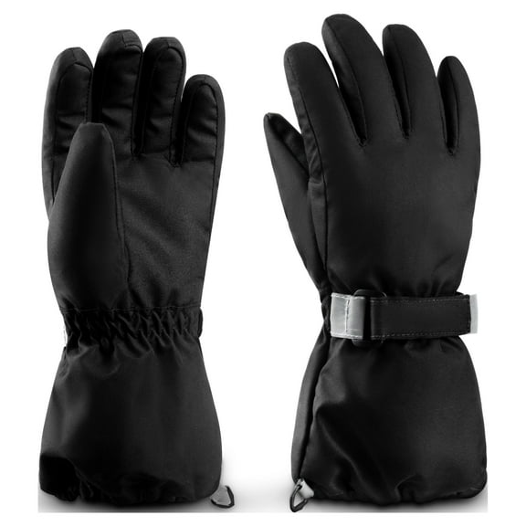 ThxToms Kids Winter Gloves Waterproof Ski Snowboard Gloves for Ourdoor Sports, Boys and Girls Cold Weather Bike Gloves,Black,M