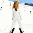 thumbnail image 3 of LNZGNM Snow Pants Kids Waterproof Adjustable Strap Ski Pants Athletic Zip up Romper with Pockets for Outdoor, White, 3 of 7