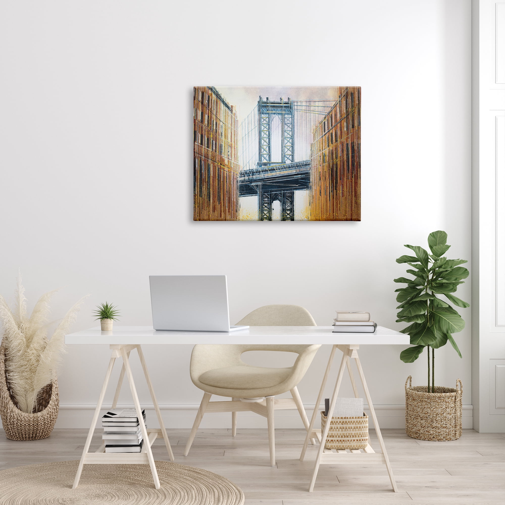 Stupell Industries Modern Urban Bridge Travel & Places Painting Gallery Wrapped Canvas Print Wall Art, 40 x 30