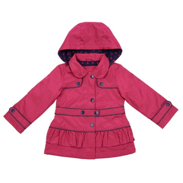 London Fog LONDON FOG Girls FleeceLined Peacoat Hooded Rain Jacket