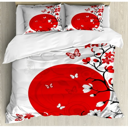 Japanese Duvet Cover Set Japanese Culture Inspired Artwork Cherry