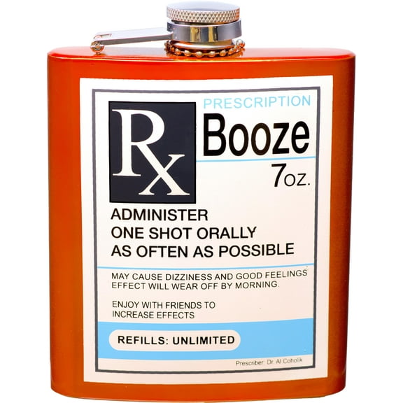 Spoontiques Prescription Flask, 7 oz, Orange