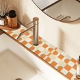thumbnail image 2 of Yayeee Faucet Mat for Kitchen Sink 14.7" Diatomite Long Splash Guard Pad, Orange Checkered Pattern, 2 Pack, 2 of 7