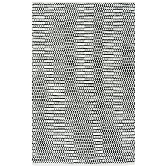 SAFAVIEH Montauk Crystal Geometric Cotton Area Rug, Black/Ivory, 9' x 12'